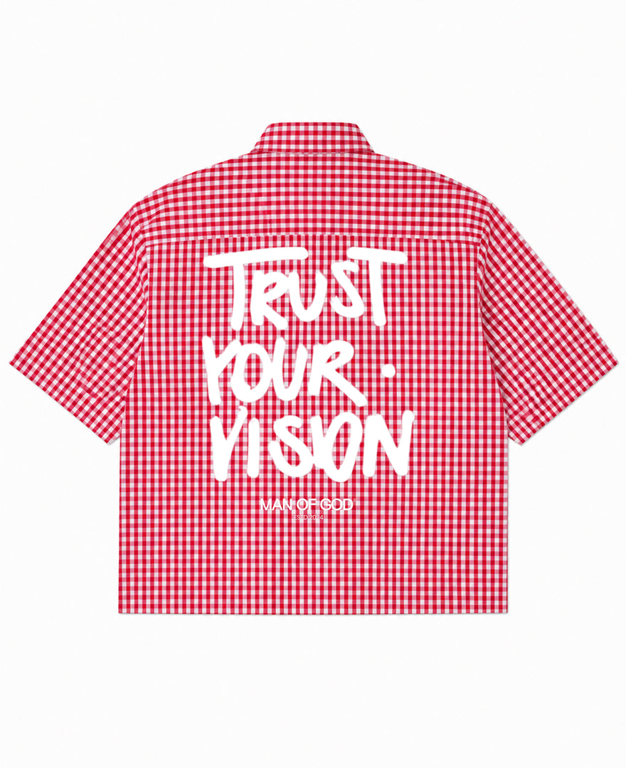 Trust Your Vision Oxford Boxy Shirt- Red Picnic