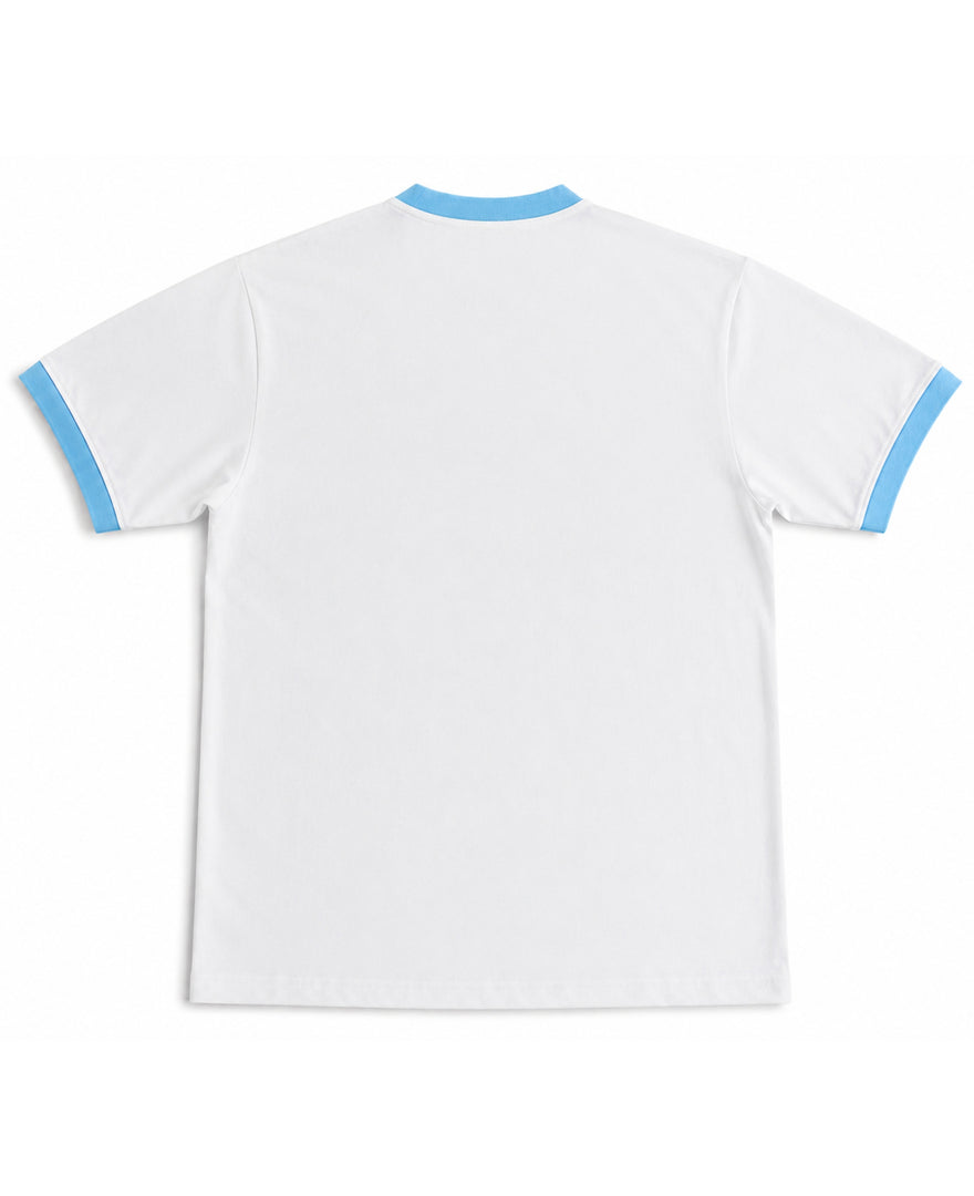 Ringer Tee- White & Sky Blue