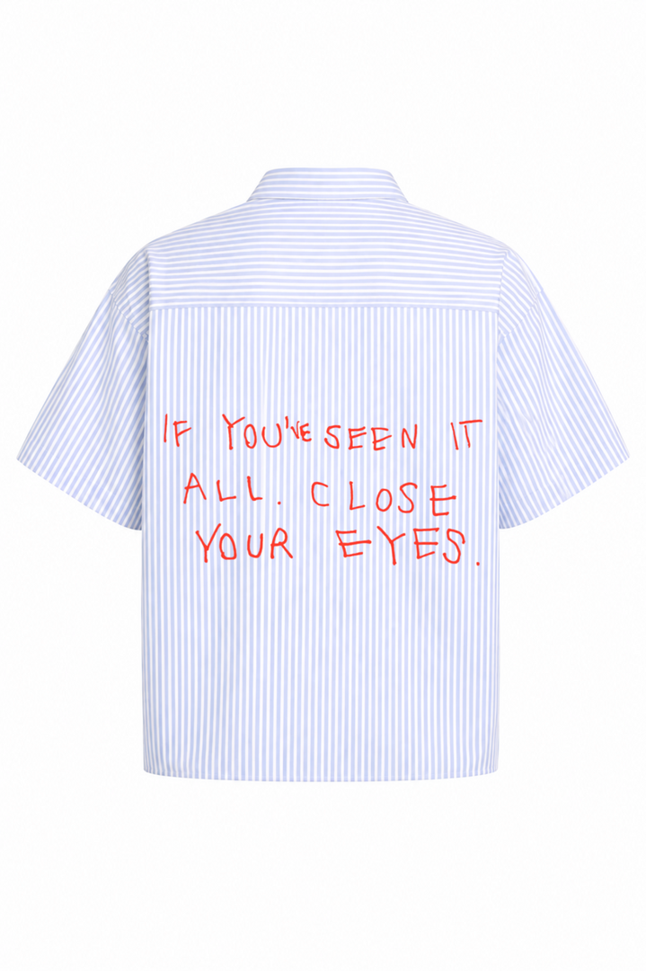 Seen It All- Blue Striped Oxford Boxy Shirt
