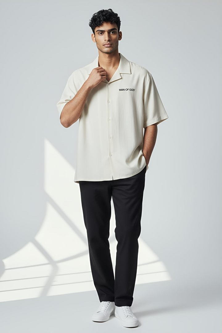 Linen Bowling Shirt- Off White