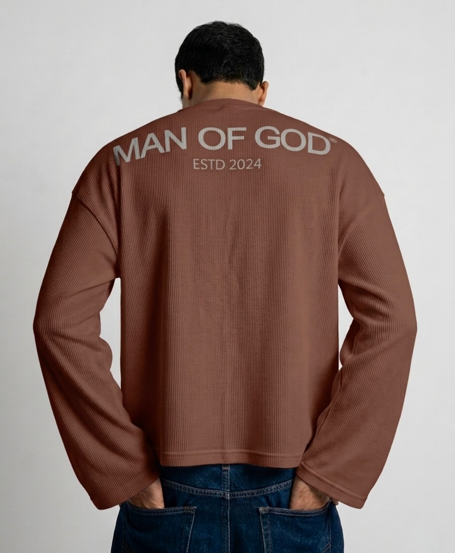 Waffle Knit Tee- Brown