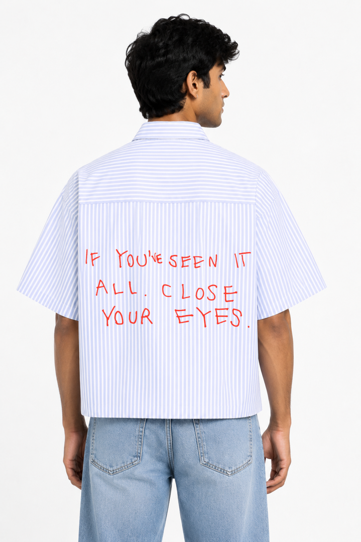 Seen It All- Blue Striped Oxford Boxy Shirt
