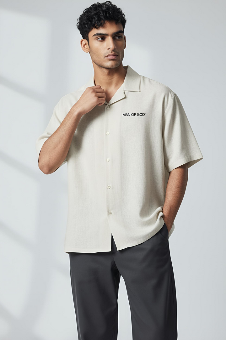 Linen Bowling Shirt- Off White