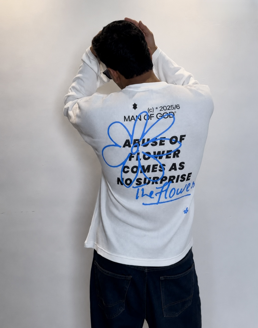 The Flower Waffle Knit Tee- Offwhite