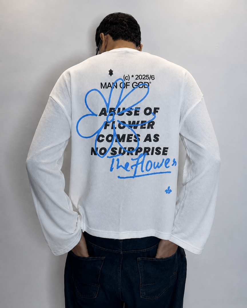 The Flower Waffle Knit Tee- Offwhite
