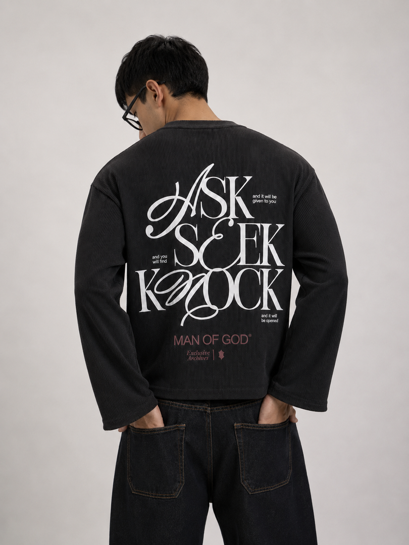 Knock Waffle Knit Tee- Black