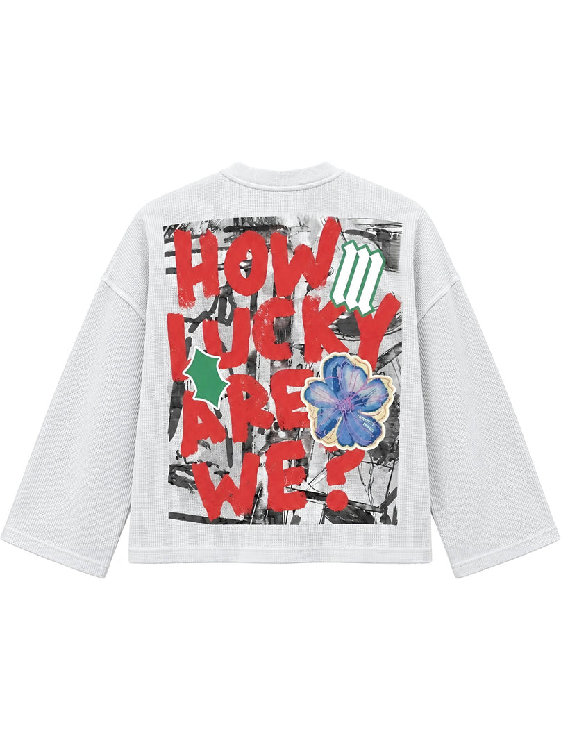 How Lucky Waffle Knit Tee- Offwhite