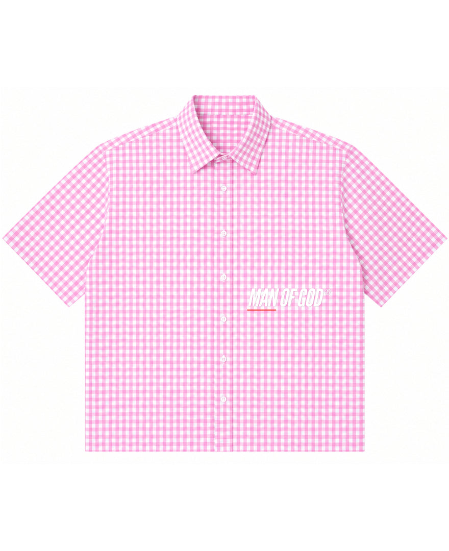 Act Of Creating Oxford Boxy Shirt- Gingham Pink