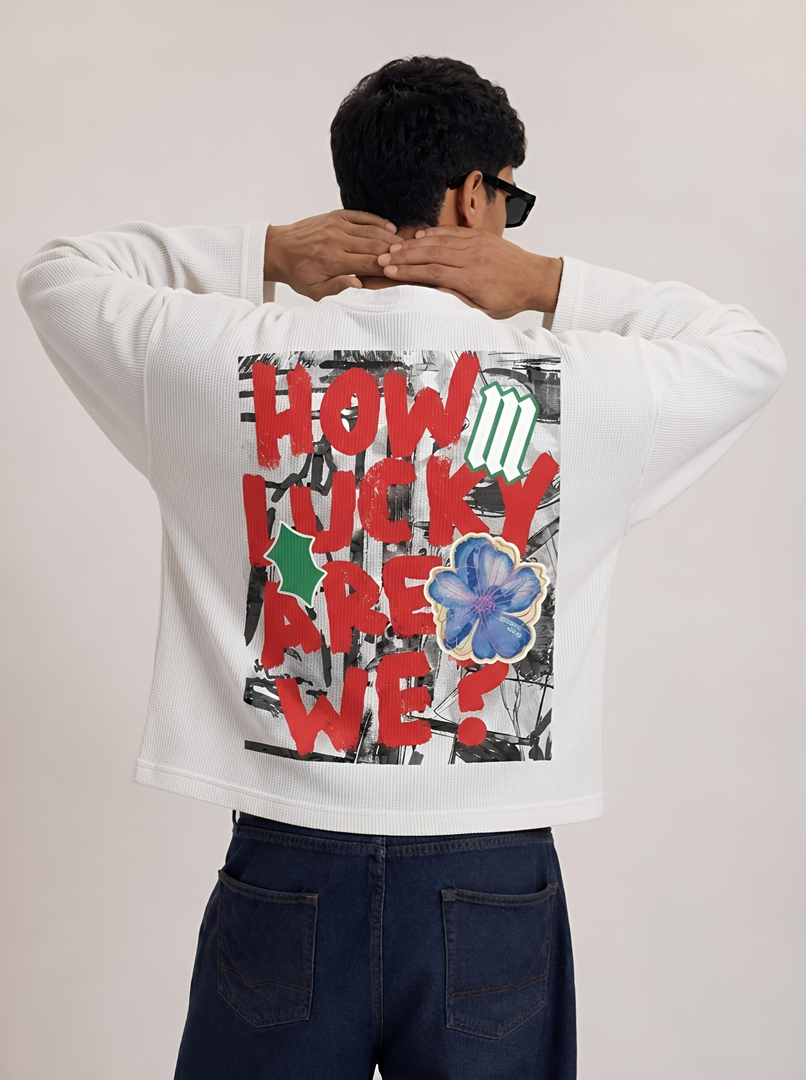 How Lucky Waffle Knit Tee- Offwhite