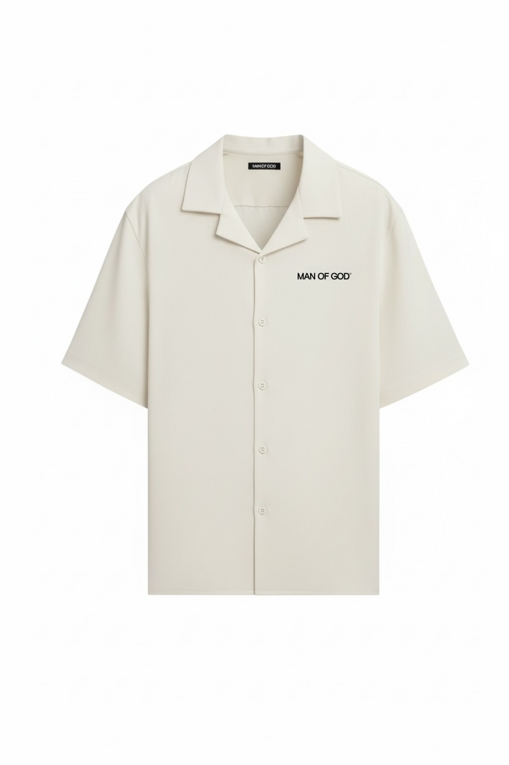 Linen Bowling Shirt- Off White