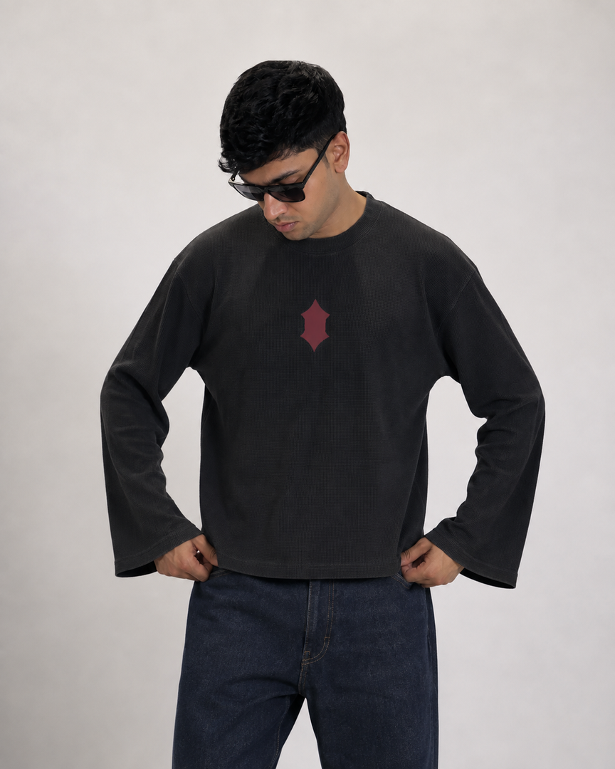 Knock Waffle Knit Tee- Black