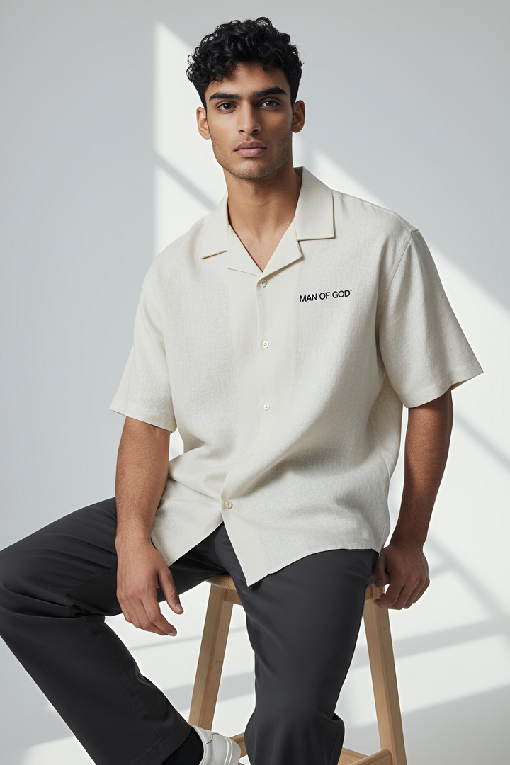 Linen Bowling Shirt- Off White
