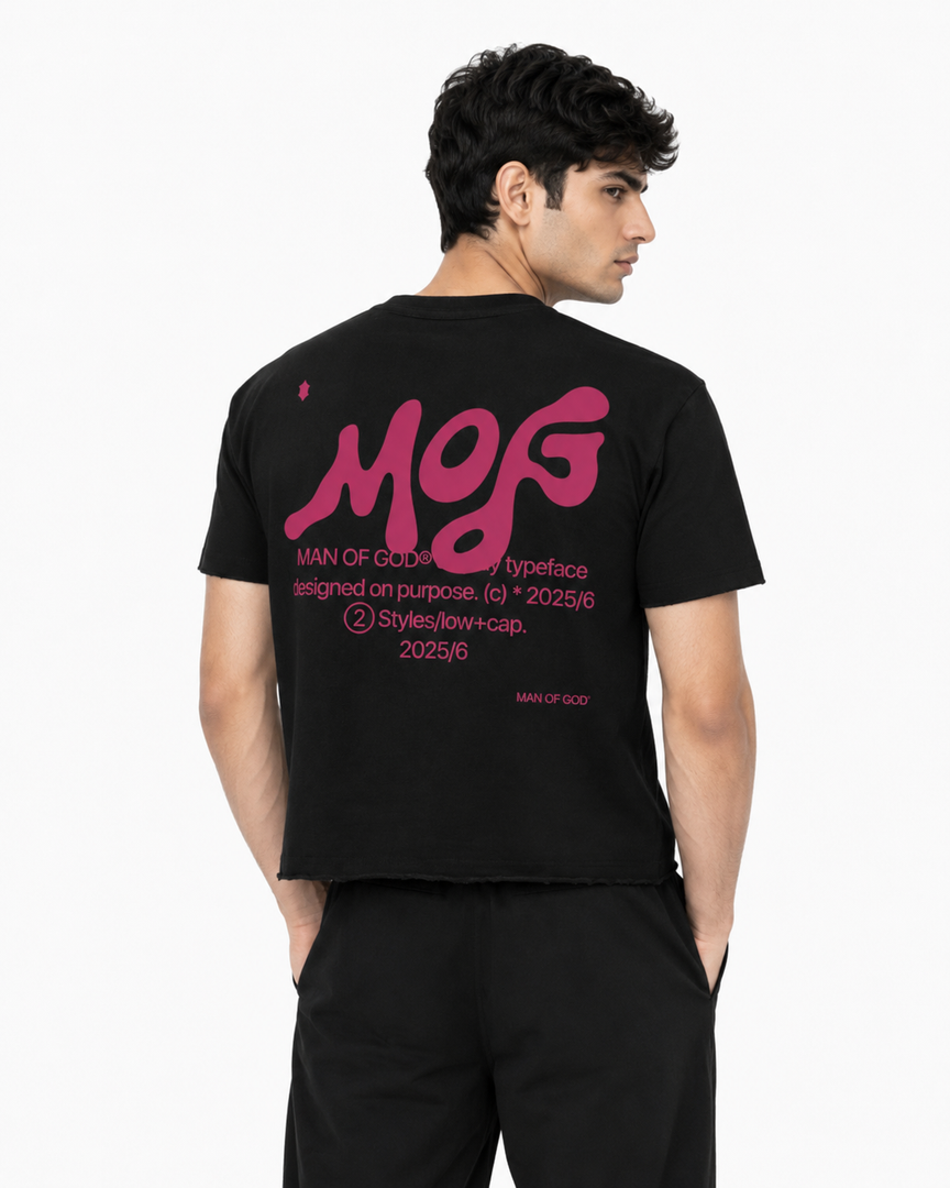 Typeface Unstiched Hem Cropped Boxy Tee