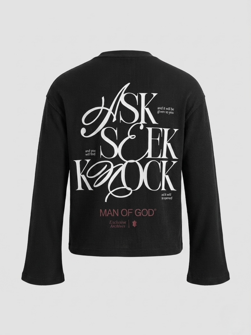 Knock Waffle Knit Tee- Black
