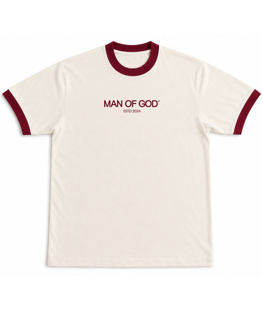 Ringer Tee- Maroon & Off-white