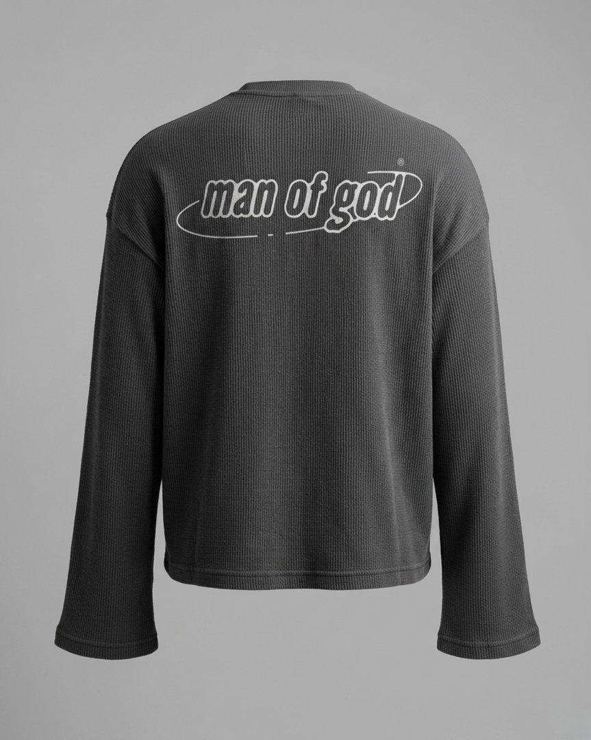 Waffle Knit Tee- Acidwashed Grey