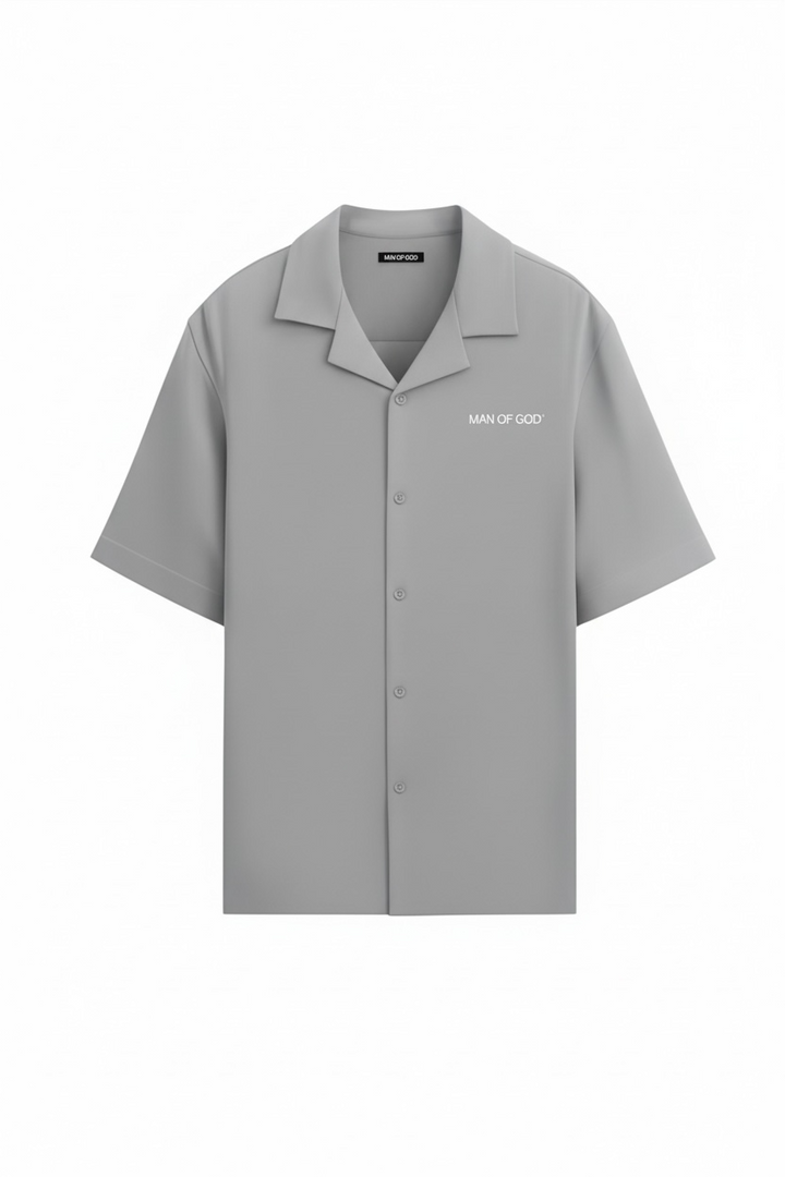 Linen Bowling Shirt- Grey