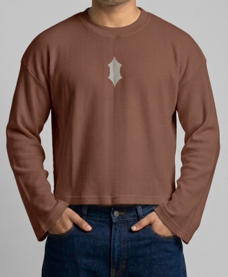 Waffle Knit Tee- Brown
