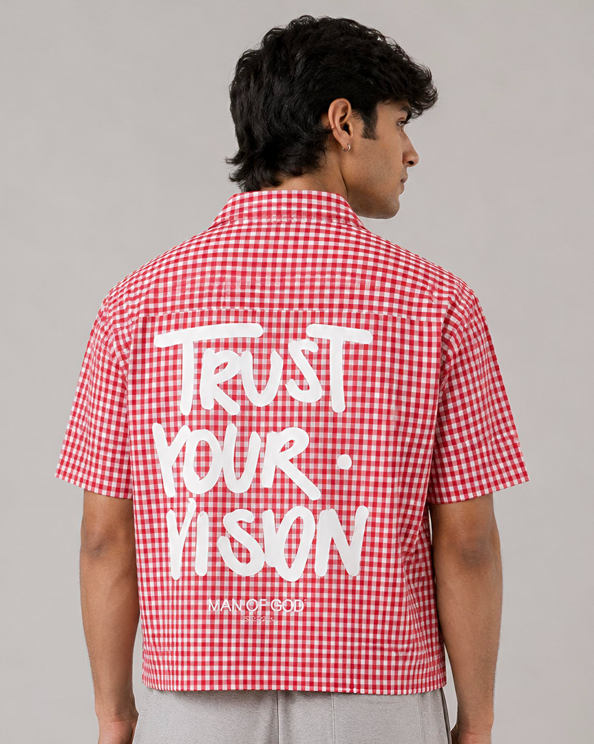 Trust Your Vision Oxford Boxy Shirt- Red Picnic