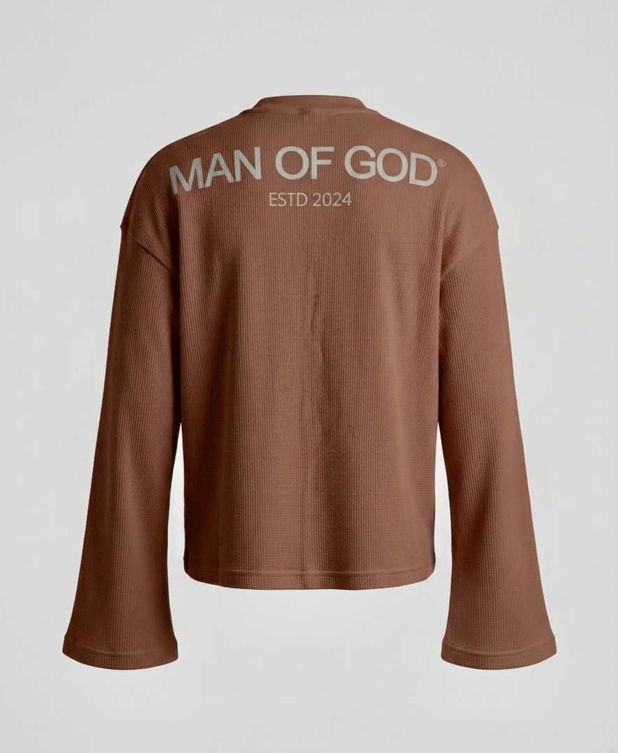 Waffle Knit Tee- Brown