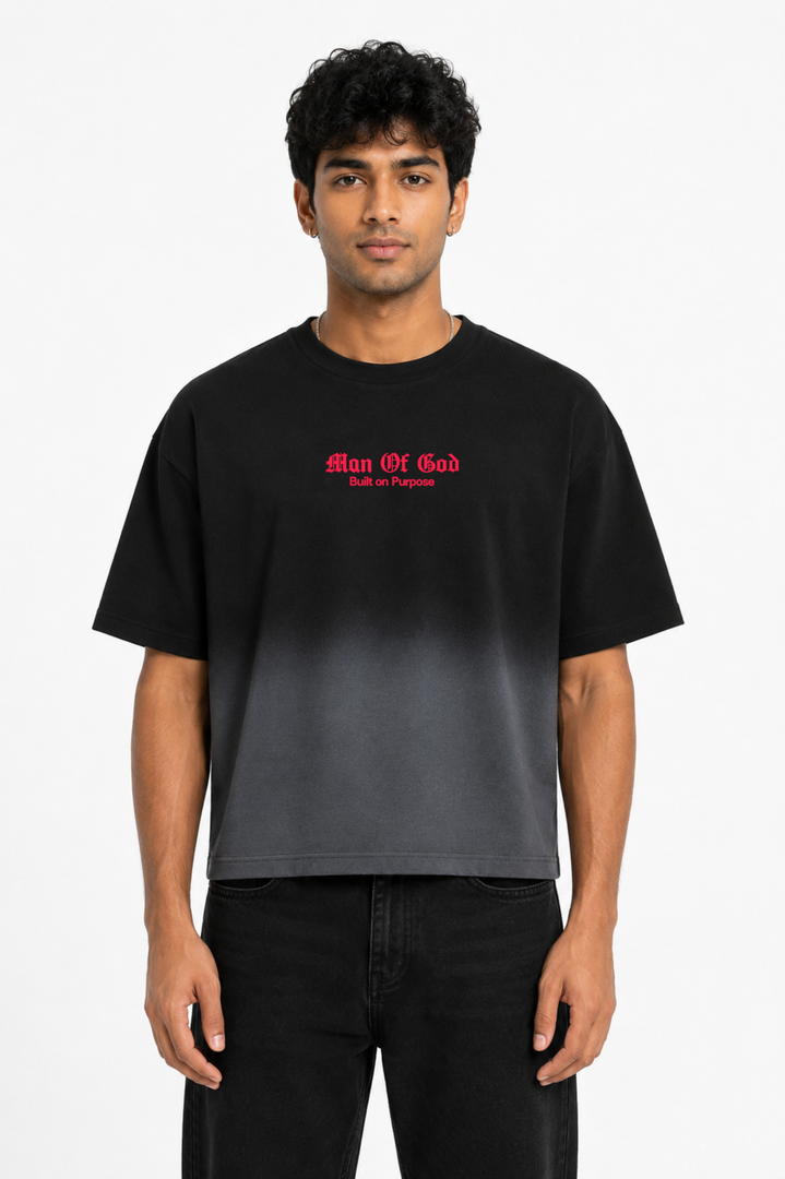 Calm Over Chaos Black Ombre Cropped Boxy Tee