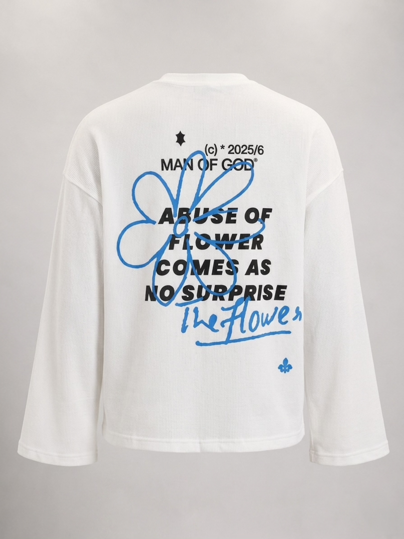 The Flower Waffle Knit Tee- Offwhite