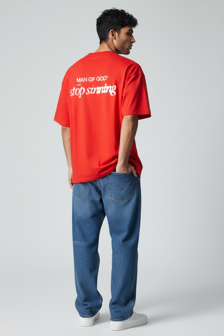 Stop Sinning Tee- Red