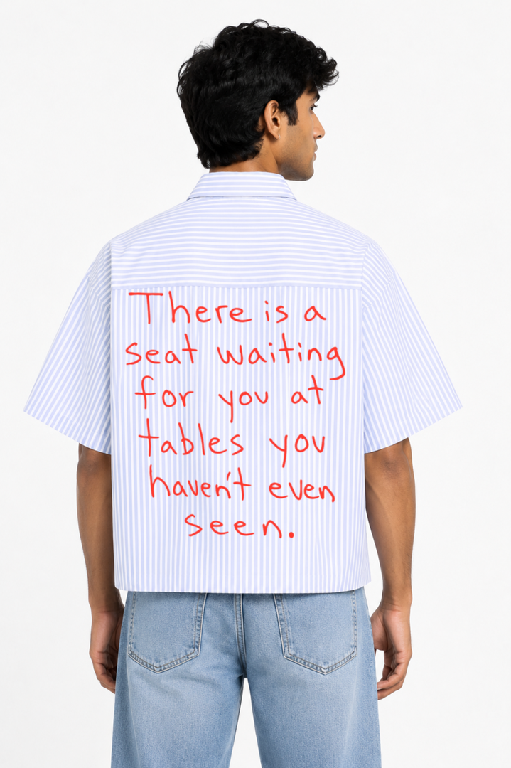 Phrase- Blue Striped Oxford Boxy Shirt