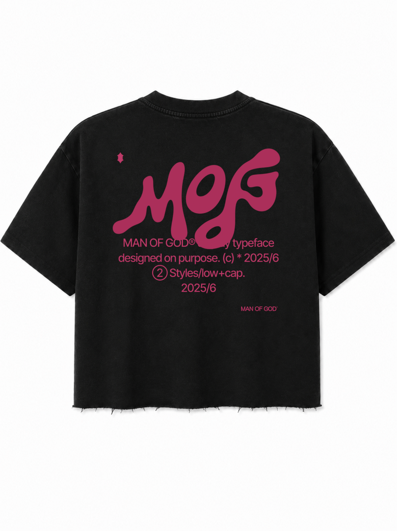 Typeface Unstiched Hem Cropped Boxy Tee