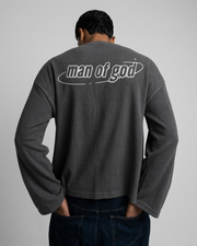 Waffle Knit Tee- Acidwashed Grey