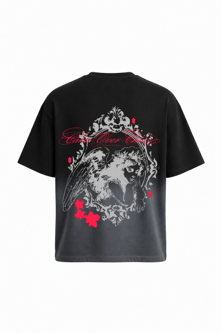 Calm Over Chaos Black Ombre Cropped Boxy Tee