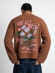 We All Grow Waffle Knit Tee- Brown