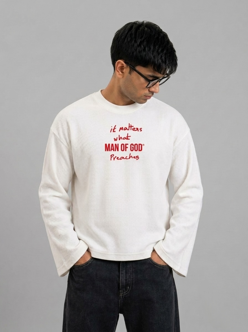 How Lucky Waffle Knit Tee- Offwhite