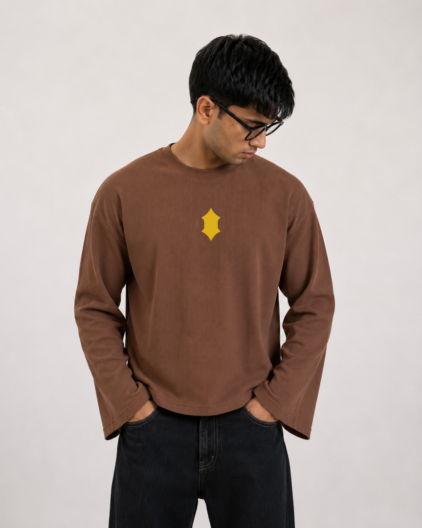 Eternal Life Waffle Knit Tee- Brown
