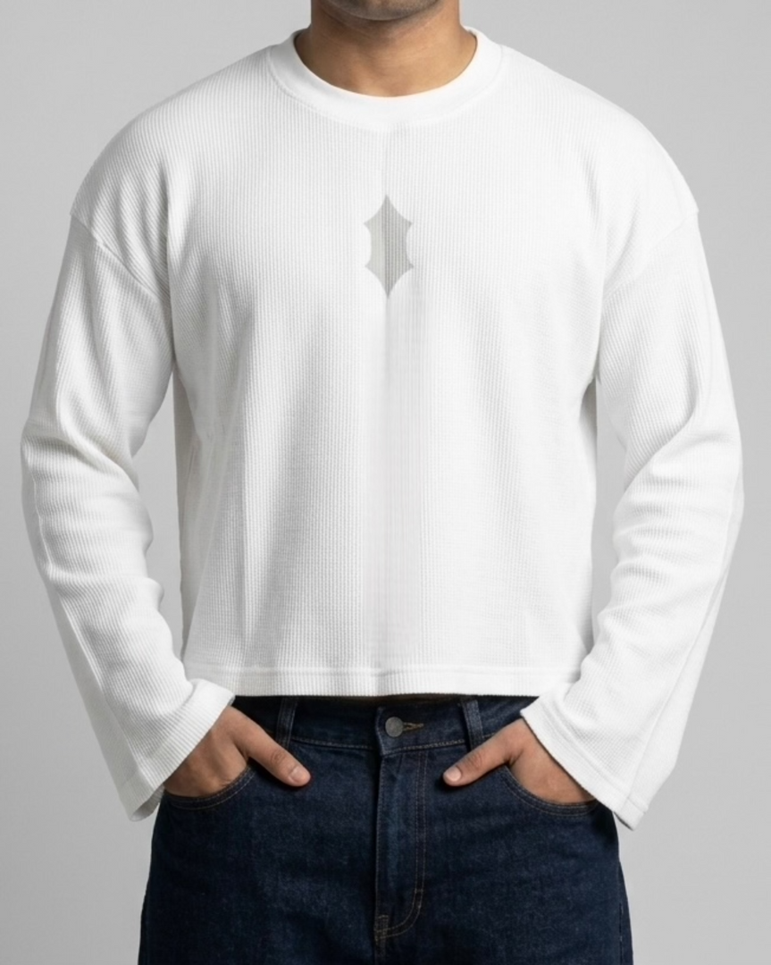 Waffle Knit Tee- Offwhite