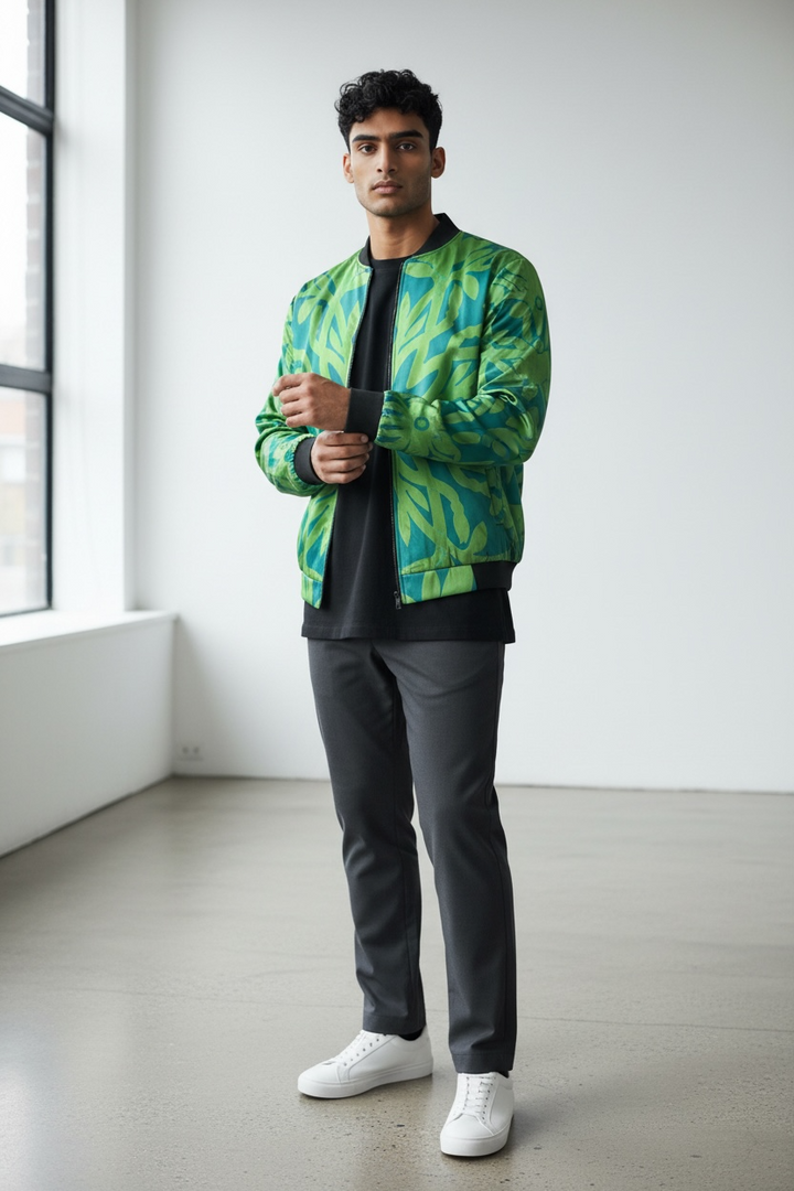 Eternal Bloom Mesh Bomber Jacket