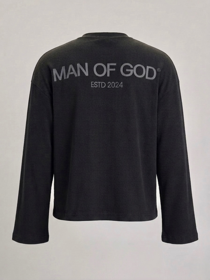 Waffle Knit Tee- Black