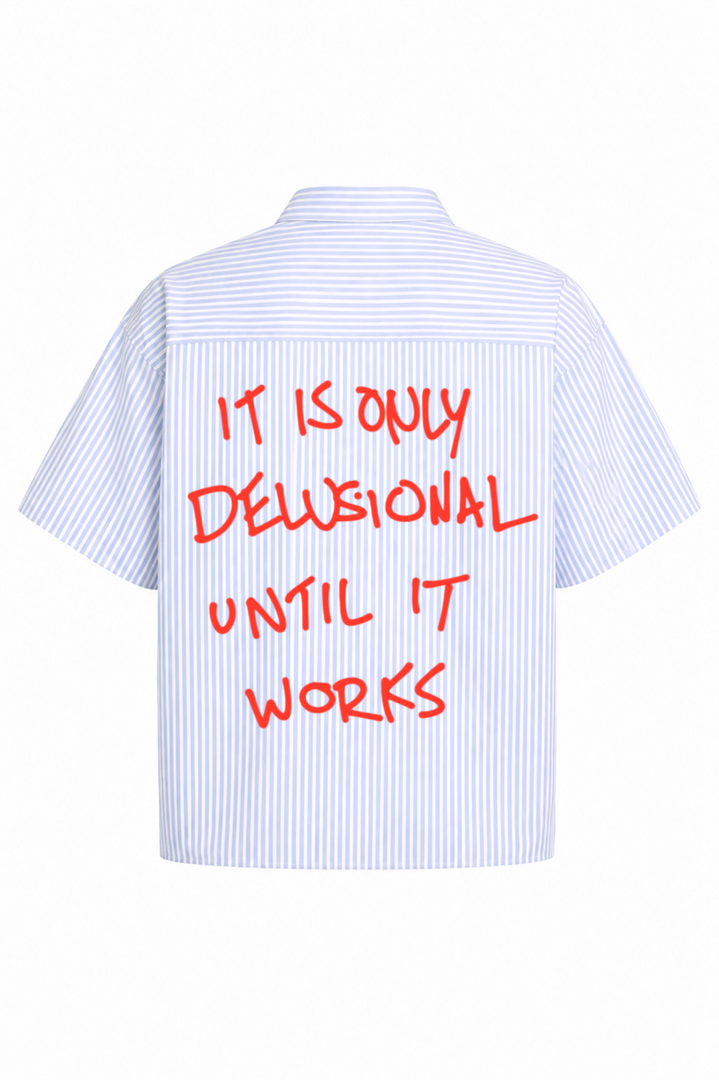 Delusional- Blue Striped Oxford Boxy Shirt