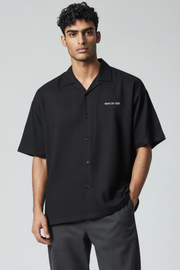 Linen Bowling Shirt- Black