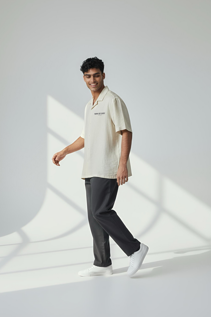 Linen Bowling Shirt- Off White