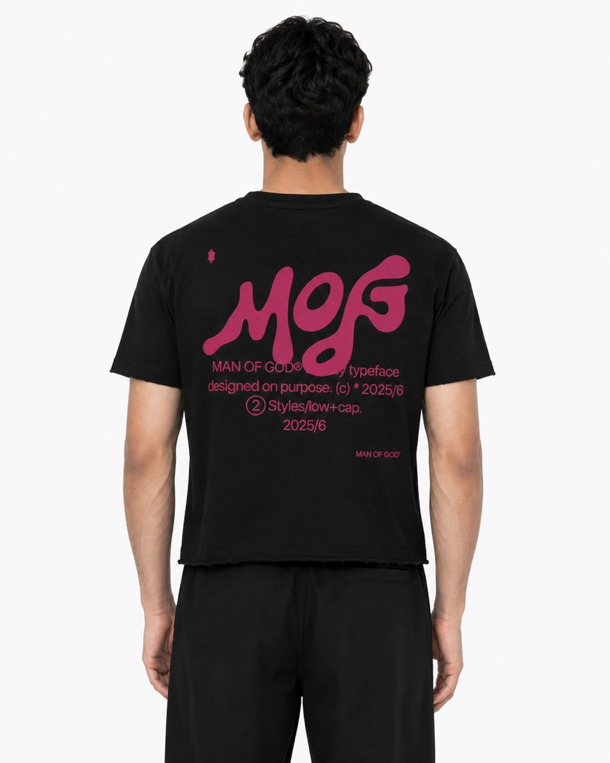 Typeface Unstiched Hem Cropped Boxy Tee