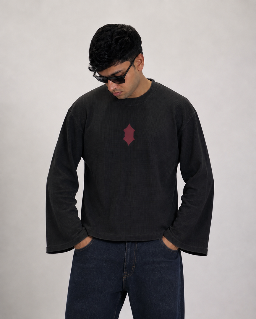 Knock Waffle Knit Tee- Black