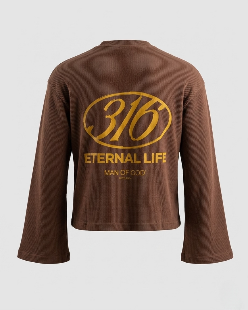 Eternal Life Waffle Knit Tee- Brown