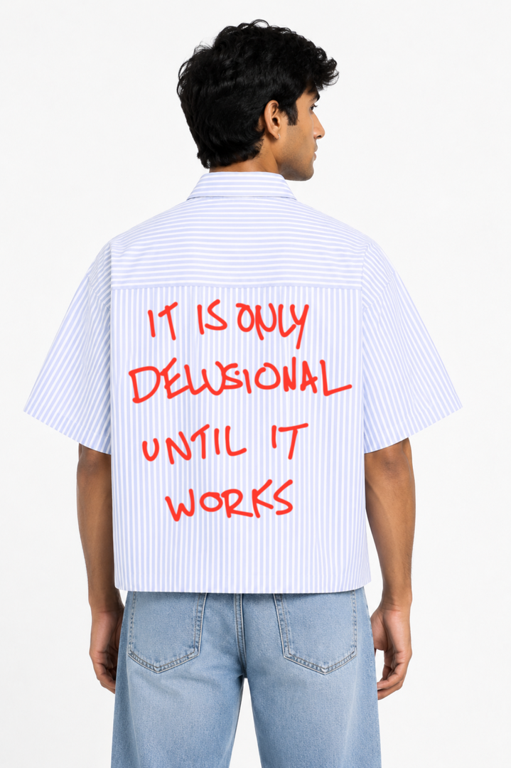 Delusional- Blue Striped Oxford Boxy Shirt