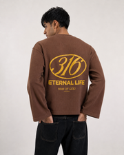 Eternal Life Waffle Knit Tee- Brown
