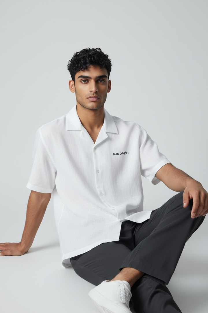 Linen Bowling Shirt- White