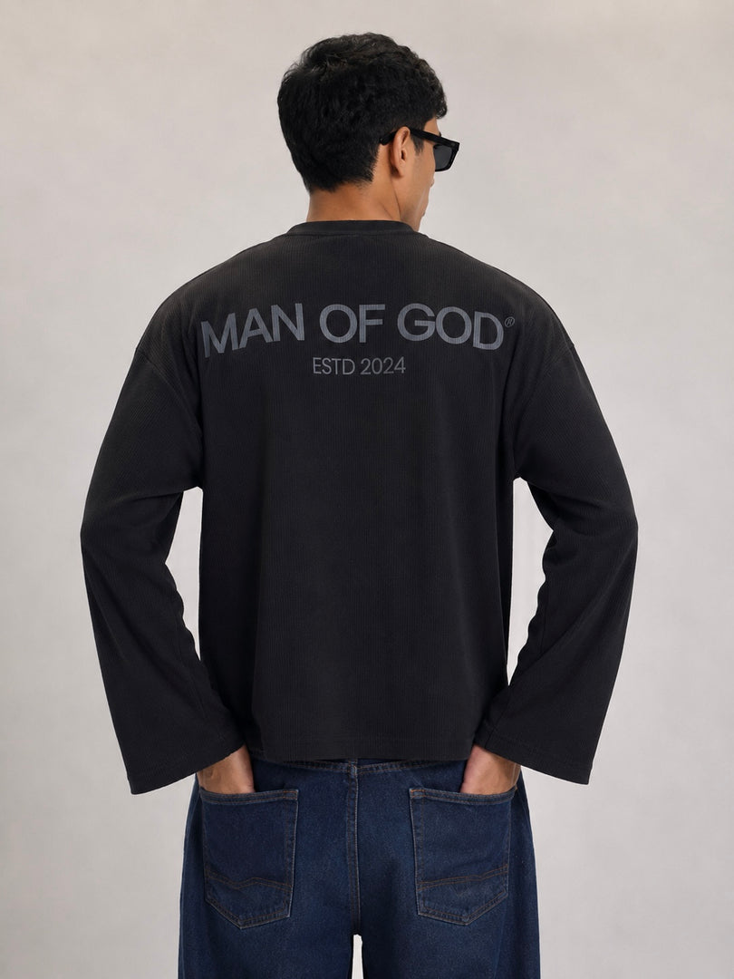 Waffle Knit Tee- Black