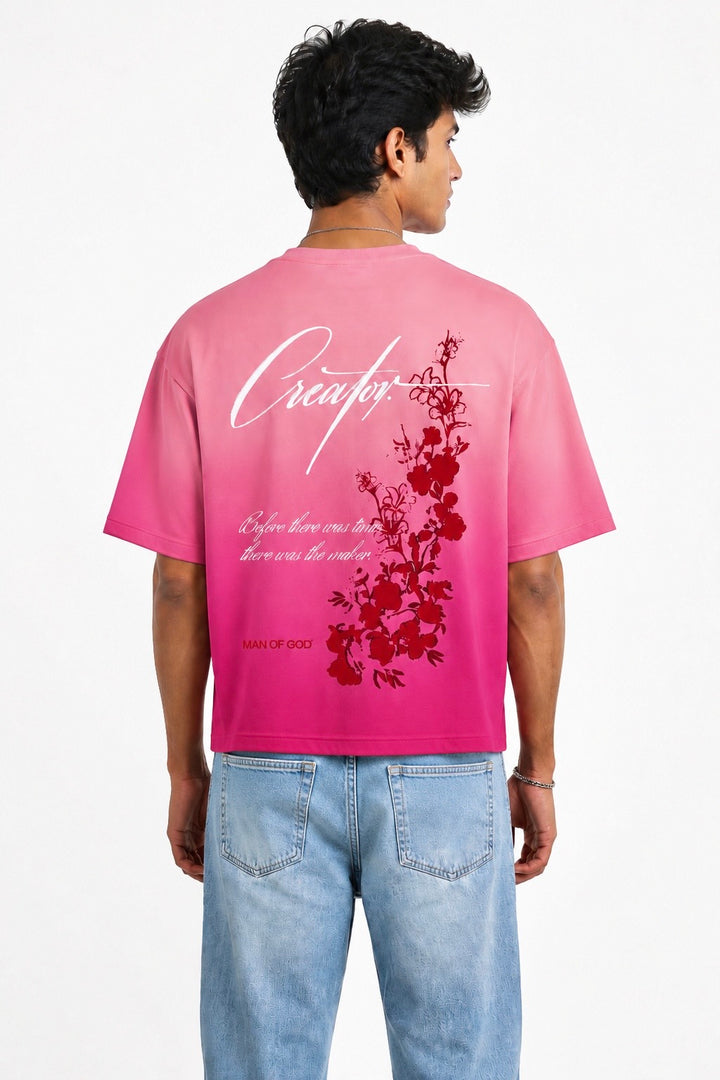 Creator Pink Sunfade Ombre Cropped Boxy Tee