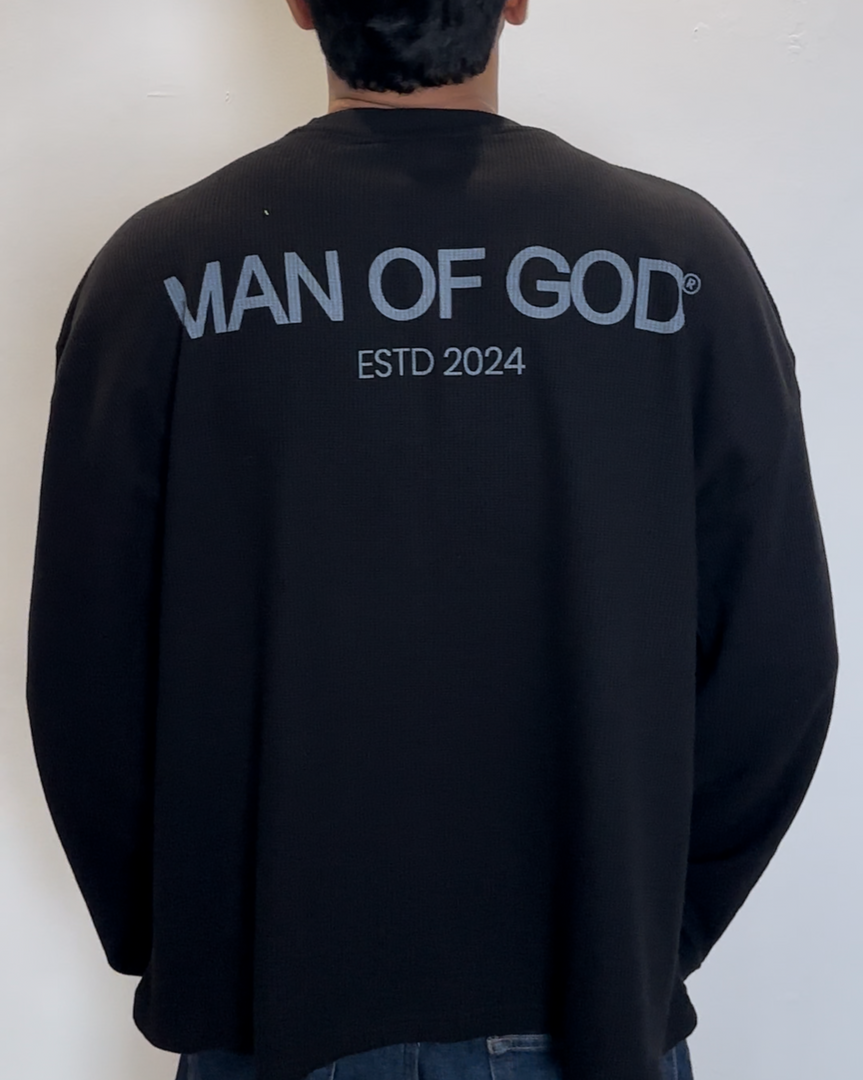 Waffle Knit Tee- Black