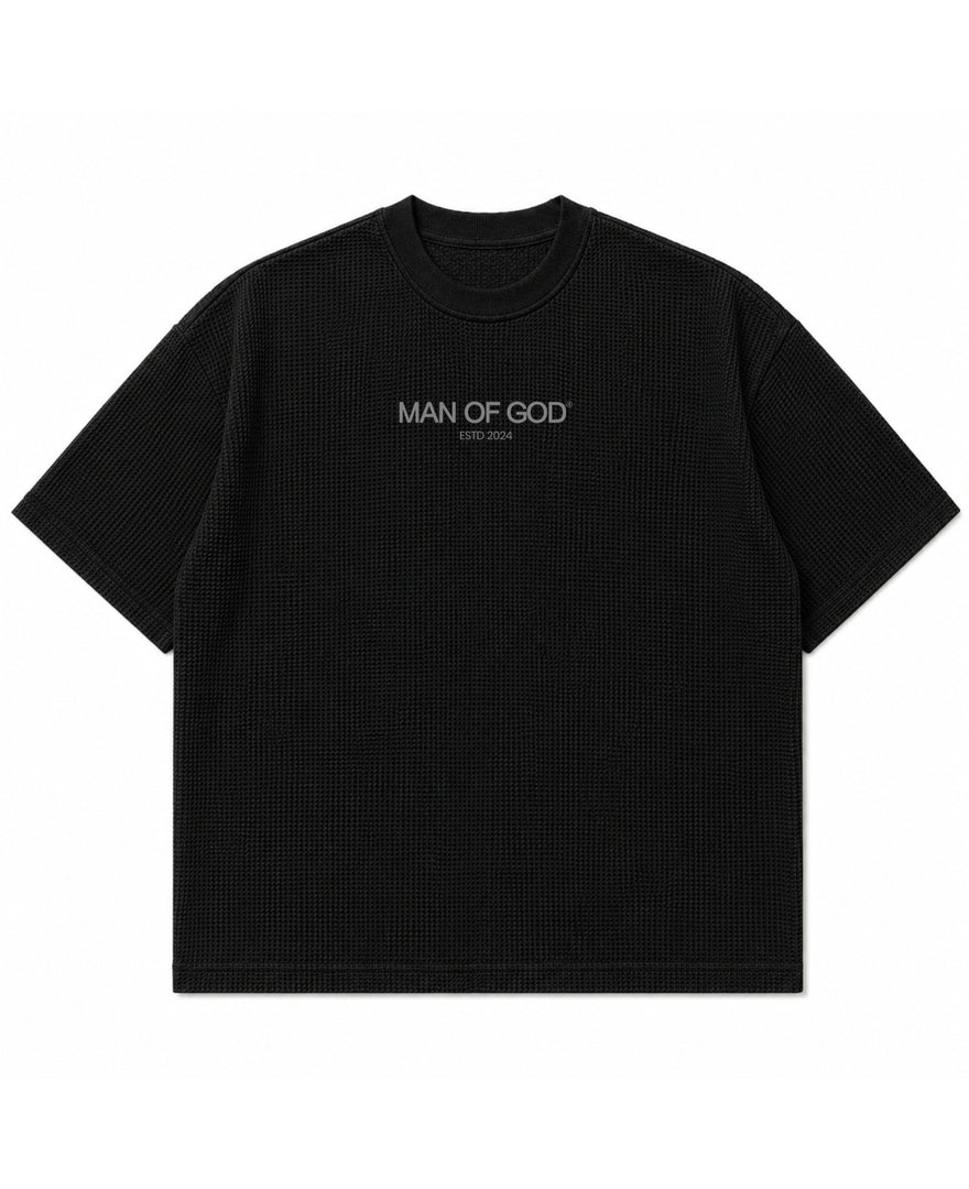 Faith Over Fear Half Sleeve Ribbed Waffle Tee